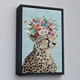 Altın Çerçeveli Çiçek Taçlı Sosyetik Çita Tablosu, Kokoş Çıta