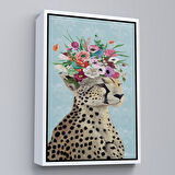 Altın Çerçeveli Çiçek Taçlı Sosyetik Çita Tablosu, Kokoş Çıta