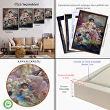 Altın Çerçeveli Bahçedeki Anne ve Melekleri Dekoratif Duvar Tablosu