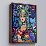 Kahverengi Çerçeveli Mona Lisa Grafitti Pop Art Duvar Tablosu