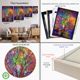 Beyaz Çerçeveli Sanatsal Cam Ağaç Kanvas Tablosu