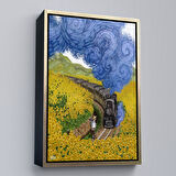 Kahverengi Çerçeveli Vincent van Gogh'un Renkli Tasviri Duvar Tablosu