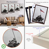 Beyaz Çerçeveli Amerika Bayrağı Diken Askerler Dekoratif Duvar Tablosu