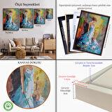 Altın Çerçeveli Keman Çalan Kadın Dekortif Duvar Tablosu