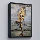 Kahverengi Çerçeveli Yanarken Dans Eden Kadın Duvar Tablosu