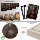 Kahverengi Çerçeveli Mona Liza Duruşlu Canavar Duvar Tablosu