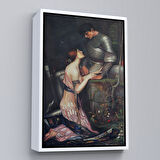 Beyaz Çerçeveli John William Waterhouse'un Lamia ve Şövalyesi Orenco Kanaviçe Tablosu