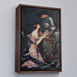 Beyaz Çerçeveli John William Waterhouse'un Lamia ve Şövalyesi Orenco Kanaviçe Tablosu