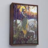 Altın Çerçeveli Beyaz At Üzerindeki Prenses ve Prens Tablosu