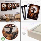 Kahverengi Çerçeveli Süpürge ile Uçan Cadı, Cadılar Bayramı Hediyesi, Hellowen Tablo