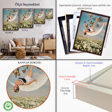 Beyaz Çerçeveli Papatya Tarkası Üzerındeki Mutlu Kadın Duvar Tablosu