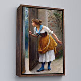 Siyah Çerçeveli Eugene de Blaas'ın Kulak Misafiri Reprodüksiyon Tablosu