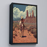 Siyah Çerçeveli Amerikalı Kovboy Dekoratif Duvar Tablosu