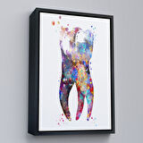 Siyah Çerçeveli Renkli Diş, Diş Hekimi Duvar Tablosu