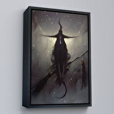 Altın Çerçeveli Süpürge ile Uçan Cadı ve Kedisi, Cadılar Bayramı Hediyesi, Hellowen Tablo