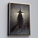 Kahverengi Çerçeveli Süpürge ile Uçan Cadı ve Kedisi, Cadılar Bayramı Hediyesi, Hellowen Tablo