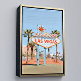 Siyah Çerçeveli Las Vegas Nevada Ünlü Tabelası Duvar Tablosu