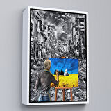 Siyah Çerçeveli Hayalindeki Ukrayna'yi Çizen Ukraynalı Ressam Tablosu