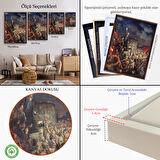 Beyaz Çerçeveli Vladimir Ilyic Lenin ve Josef Stalin Ekim Devrimi Sırasında Duvar Tablosu