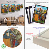 Altın Çerçeveli Atatürk Annesi Zübeyde Hanımın Elini Öperken Duvar Tablosu