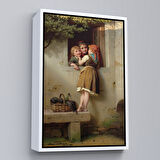 Siyah Çerçeveli Pencerede Sohbet Eden Çocuklar Tablosu, Johann Georg Meyer von Bremen