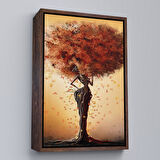 Siyah Çerçeveli Yaprak Saçlı Afrikalı Ağaç Kadın Duvar Tablosu