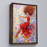 Altın Çerçeveli Salıncaktaki Kırmızı Elbiseli Kız Tablosu