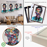 Siyah Çerçeveli Soyut Erkek Portresi Yağlıboya Görünümlü DuvarTablosu