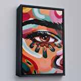 Altın Çerçeveli Renkli Yağlıboya Görünümlü Kadın Tablosu