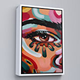 Altın Çerçeveli Renkli Yağlıboya Görünümlü Kadın Tablosu