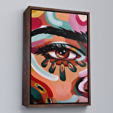 Altın Çerçeveli Renkli Yağlıboya Görünümlü Kadın Tablosu