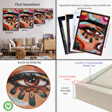 Altın Çerçeveli Renkli Yağlıboya Görünümlü Kadın Tablosu