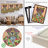 Siyah Çerçeveli Kokoş Leopar, Çiçek Taçlı Sosyetik Leopar Tablosu