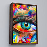 Siyah Çerçeveli Renkli Yağlıboya Görünümlü Göz Tablosu