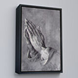 Beyaz Çerçeveli Dua Eden Eller Tablosu, Albrecht Dürer Praying Hands
