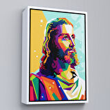 Beyaz Çerçeveli Renkli İsa Mesih Duvar Tablosu, Jesus Christ