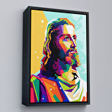 Beyaz Çerçeveli Renkli İsa Mesih Duvar Tablosu, Jesus Christ