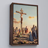 Kahverengi Çerçeveli Çarmıha Gerilmiş İsa Mesih Duvar Tablosu, Jesus Christ