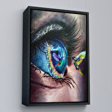Altın Çerçeveli Gözdeki Kuş Sürreal Duvar Tablosu