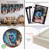 Altın Çerçeveli Gözdeki Kuş Sürreal Duvar Tablosu