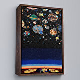 Kahverengi Çerçeveli Galaxiyi İzleyen Kampçı Duvar Tablosu
