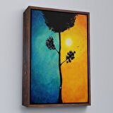 Altın Çerçeveli Gece Gündüz Sürreal Duvar Tablosu