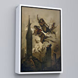 Altın Çerçeveli Kasabanın Üzerinde Uçan Çadılar Tablosu, Witches Halloween