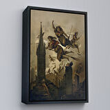 Siyah Çerçeveli Kasabanın Üzerinde Uçan Çadılar Tablosu, Witches Halloween