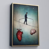 Altın Çerçeveli Akıl ve Kalp Arasındaki Balans Duvar Tablosu