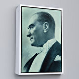Kahverengi Çerçeveli Atatürk Portre Tablosu Mustafa Kemal Atatürk Dikdörtgen Dekoratif Kanvas Tablo