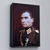 Altın Çerçeveli Atatürk Portre Tablosu Mustafa Kemal Atatürk Dikdörtgen Dekoratif Kanvas Tablo
