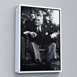 Kahverengi Çerçeveli Atatürk Portre Tablosu Mustafa Kemal Atatürk Dikdörtgen Dekoratif Kanvas Tablo