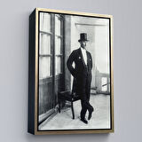 Altın Çerçeveli Atatürk Portre Tablosu Mustafa Kemal Atatürk Dikdörtgen Dekoratif Kanvas Tablo