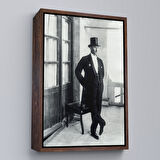 Altın Çerçeveli Atatürk Portre Tablosu Mustafa Kemal Atatürk Dikdörtgen Dekoratif Kanvas Tablo